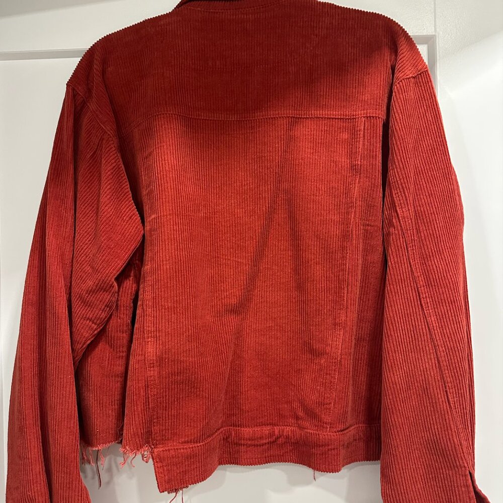 POL Corduroy Jacket - Lightly distressed bottom - orange red color - size Large - Picture 3 of 3